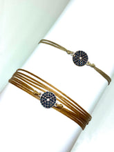 Load image into Gallery viewer, Sterling silver burst featured in khaki (mona) (top) and sterling silver burst featured in champagne (original) (bottom)