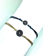 Load image into Gallery viewer, Sterling silver mini burst featured in navy (mona) (top) and sterling silver burst featured in khaki (mona) (bottom)