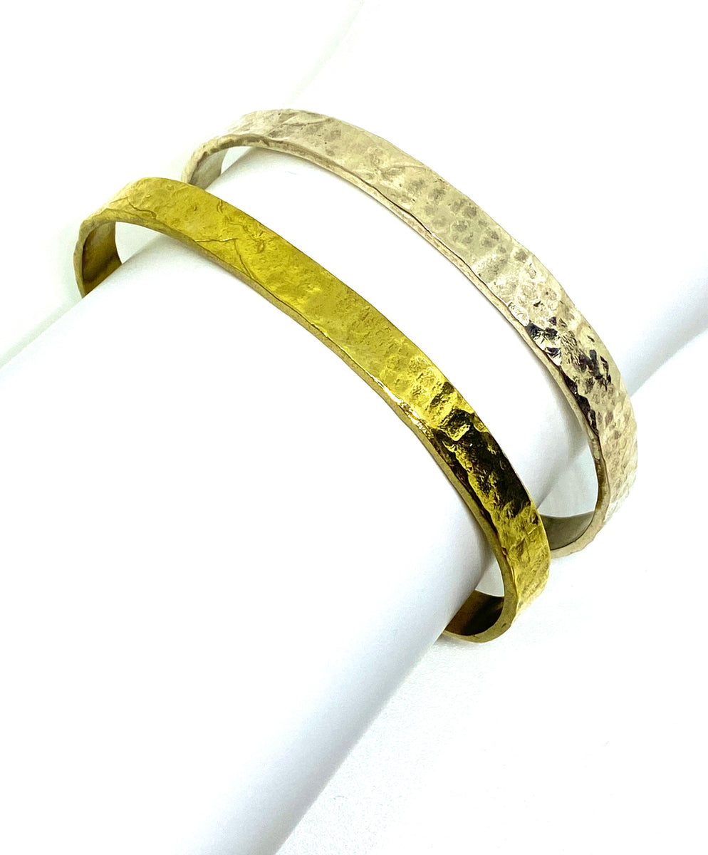 メキシカンジュエリー Hammered Cuff Bracelet Recycled Bronze Unisex Handmade Textured Cuff, Hammered