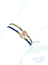 Load image into Gallery viewer, Rose gold vermeil lock featured in khaki (mona) (top) and yellow gold vermeil lock featured in navy (mona) (bottom)