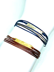 Sterling silver featured in navy (top) and Yellow gold vermeil featured in rust (bottom)