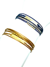 Load image into Gallery viewer, Sterling silver featured in navy (top) and yellow gold vermeil featured in champagne (bottom)