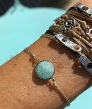Load image into Gallery viewer, Rhodium vermeil amazonite featured in khaki (mona); paired with various Aliki Designs