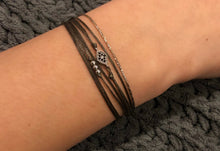 Load image into Gallery viewer, Sterling silver diamond shape featured in taupe (original with sparkly cord)