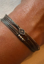 Load image into Gallery viewer, Sterling silver diamond shape featured in taupe (original with sparkly cord)