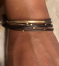 Load image into Gallery viewer, Yellow gold filled featured in taupe; paired with 14kG Pleiades