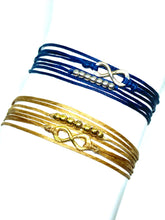 Load image into Gallery viewer, Sterling silver featured in navy (top) and yellow gold vermeil featured in champagne (bottom)