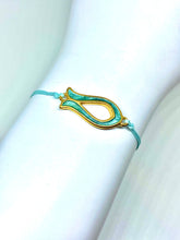Load image into Gallery viewer, Yellow gold plated zamak featured in aquamarine