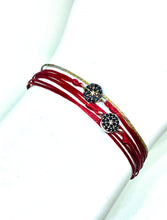 Load image into Gallery viewer, Sterling silver double mini burst featured in crimson (original with sparkly cord)
