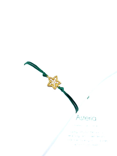 Yellow gold vermeil star featured in evergreen (mona)