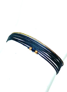 Yellow gold vermeil ena featured in navy (original with sparkly cord)