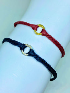 Sterling silver featured in blue (bottom): Yellow gold vermeil featured in crimson (top)