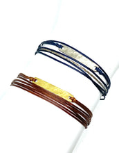 Load image into Gallery viewer, Sterling silver featured in navy (top) and yellow gold vermeil featured in rust (bottom)