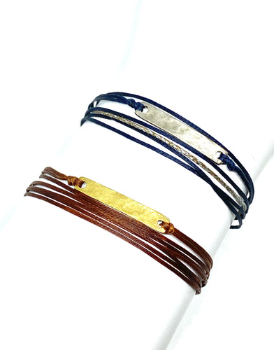 Sterling silver featured in navy (top) and yellow gold vermeil featured in rust (bottom)