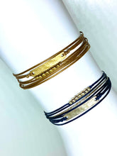 Load image into Gallery viewer, Sterling silver featured in navy (bottom) and yellow gold vermeil featured in champagne (top)