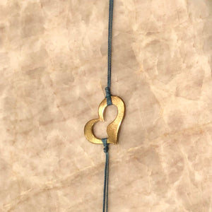Paezo: Brass Heart Greek Friendship Cord Bracelet