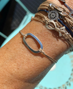 Paezo: Zamak or Brass Oval Ring Greek Friendship Cord Bracelet