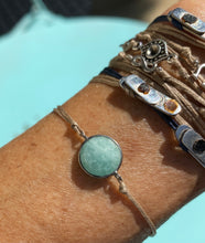 Load image into Gallery viewer, Rhodium vermeil amazonite featured in khaki (mona); paired with various Aliki Designs
