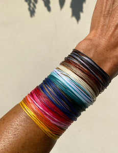 All the colors featured here; choose one color for each bracelet or choose "multi" and custom pick the colors you want to put together in a bracelet.