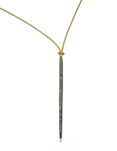 Lampsi (spike): Yellow Gold Vermeil Pave Diamond Greek Cord Necklace