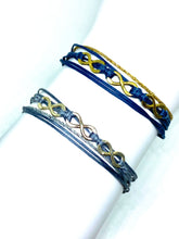 Load image into Gallery viewer, Yellow gold vermeil featured in blue (top) and sterling silver featured in grey (bottom)