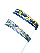 Load image into Gallery viewer, Yellow gold vermeil featured in blue (top) and sterling silver featured in grey (bottom)
