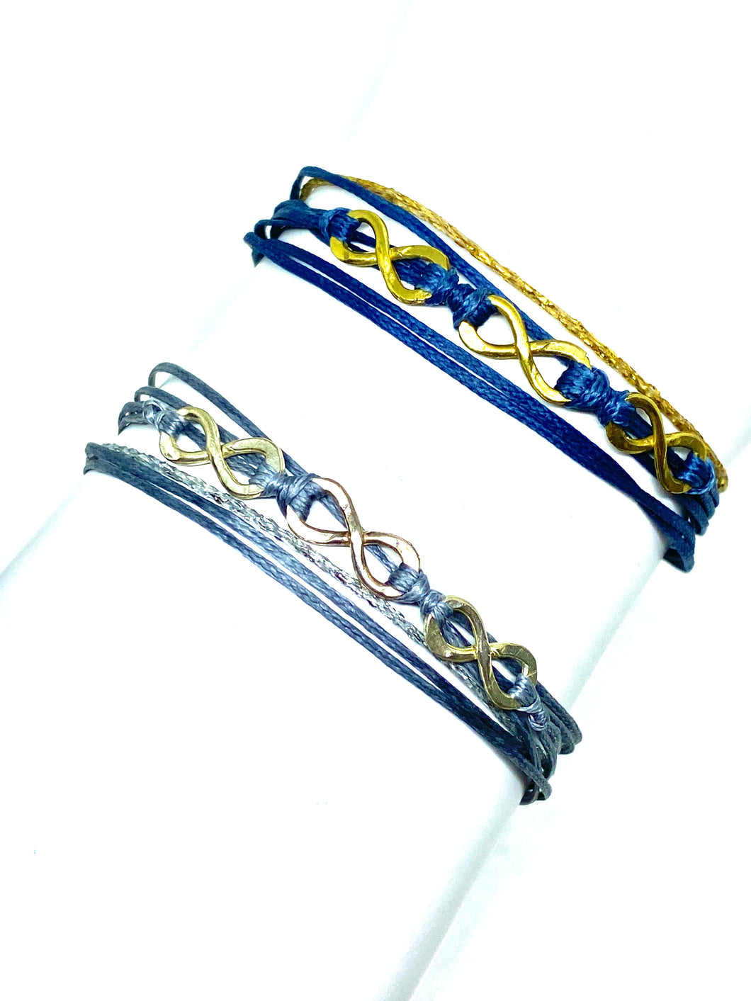Yellow gold vermeil featured in blue (top) and sterling silver featured in grey (bottom)