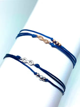 Load image into Gallery viewer, Rose gold vermeil featured in blue (mona) (top) and sterling silver featured in navy (mona) (bottom)