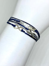 Load image into Gallery viewer, Sterling silver featured in navy with sparkly cord