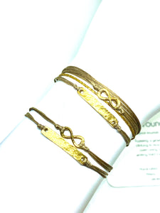 Yellow gold vermeil featured in khaki (top: original with sparkly cord; bottom: mona)