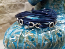 Load image into Gallery viewer, Sterling silver featured in navy double wrap