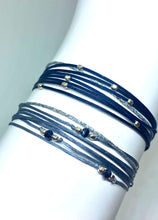 Load image into Gallery viewer, Sterling silver featured in navy with sparkly cord (top); paired with sterling silver Chronos (trea with sparkly cord) (bottom)